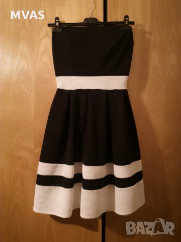Нова елегантна черно бяла рокля S