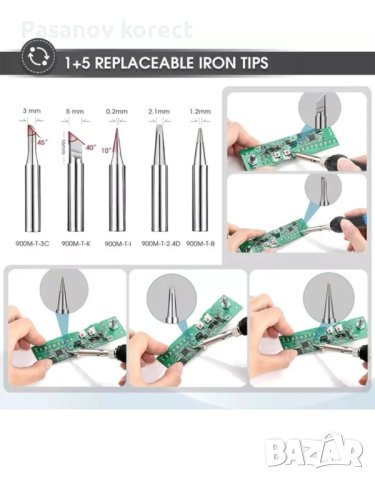 Професионален поялник 80W с електронно регулиране комплект запояване, снимка 8 - Друга електроника - 44438672