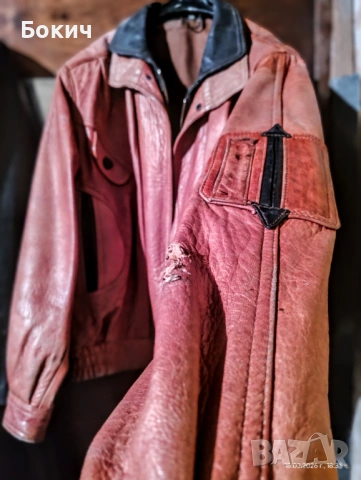 Яке от естествена кожа, размер L, керемидено червено