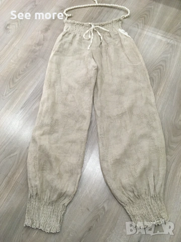 Mastro Moda 100% лен флорален панталон М, снимка 7 - Панталони - 54208506