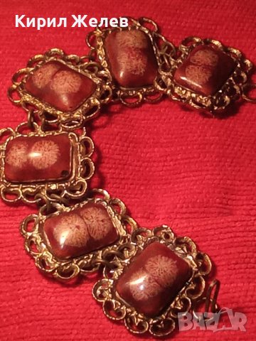 ПОЗЛАТЕНА ВЪЗРОЖДЕНСКА с КАМЪНИ БРОНЗОВА СТАРА ГРИВНА 2380, снимка 9 - Антикварни и старинни предмети - 29556075