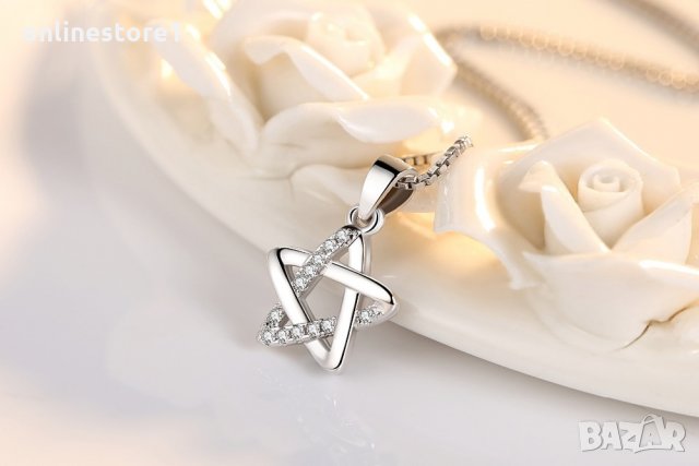 Сребърно колие - Звезда K114, снимка 4 - Колиета, медальони, синджири - 31829388