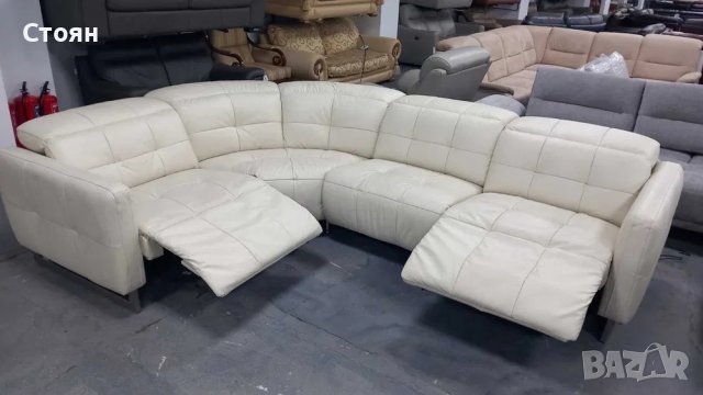 ПРОМОЦИЯ!!!Кремав кожен ъглов диван "Marmount" с електрически релакс механизъм, снимка 2 - Дивани и мека мебел - 40271044