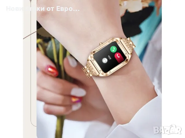 Смарт часовник I98 Bluetooth Call Health Monitor Steel Gold Silicone, снимка 3 - Дамски - 49463812