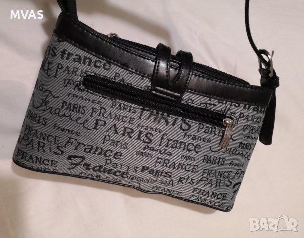 Нова малка чанта Paris черно със сиво дамска чанта за рамо или ръка, снимка 2 - Чанти - 37692713