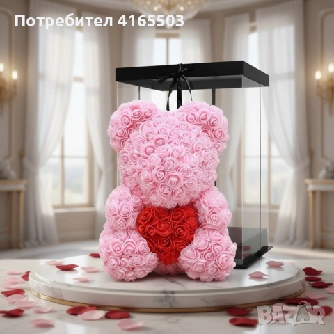 Мече от рози, 25см с подаръчна кутия в 3 цвята, снимка 5 - Декорация за дома - 53039269