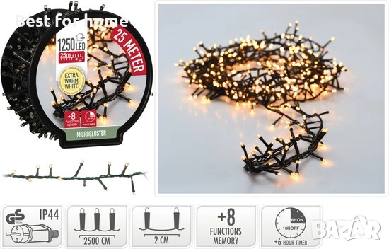 на макара - 1250 светодиода - екстра топло бяло - 2500 см , снимка 2 - Декорация за дома - 52264369