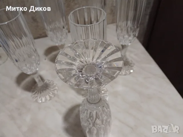 6 броя кристални чаши за вино нови маркови Н 205 мм долу фи 65 мм горе 500мм и чаша Н-130мм -200млл, снимка 6 - Чаши - 56210742