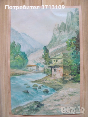 Майсторска стара Картина масло, картон , 31х20см., снимка 10 - Картини - 51522012