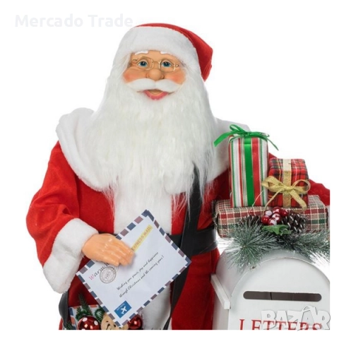 Коледна реалистична фигура на Дядо Коледа - пощальон със светлина и музика, 100см, снимка 5 - Декорация за дома - 52325085