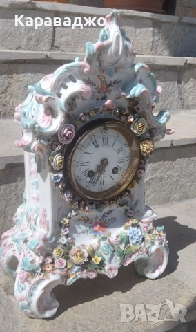 Античен Порцеланов Часовник, снимка 5 - Антикварни и старинни предмети - 51611058