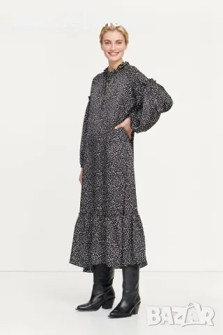  ежедневна елегантна дълга рокля вискоза  свободна удобна кройка буфан ръкав Samsøe Samsøe