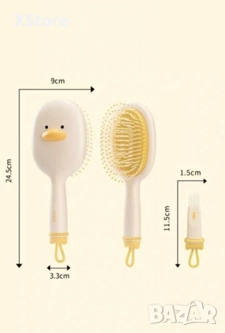 Четка за коса с четчица за почистване в два забавни варианта, снимка 2 - Аксесоари за коса - 52593324