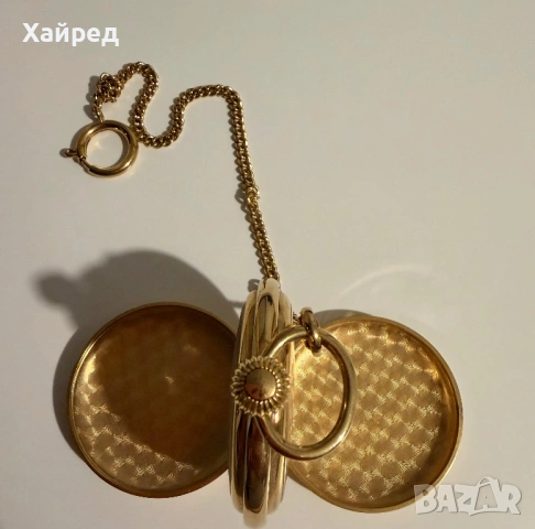 Джобен часовник TCM SKELETON с верижка. Позлатен., снимка 3 - Мъжки - 53978158