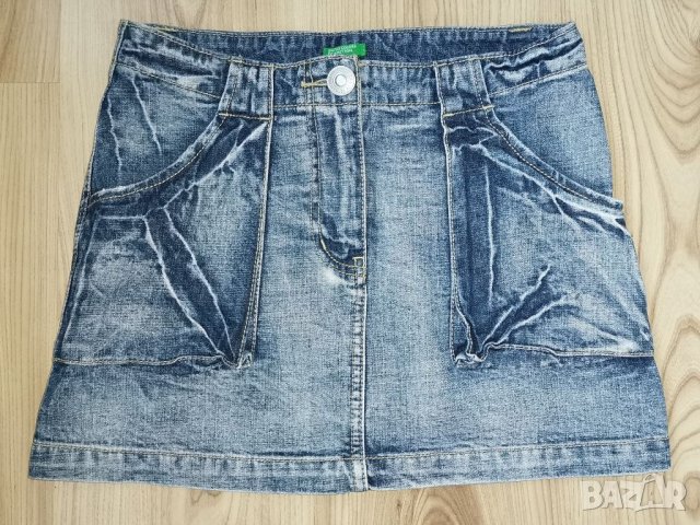 Детска дънкова пола BENETTON, оригинал, size XL/12г., отлично състояние, като нова