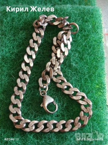 Сребърна гривна красива плетка майсторска ръчна изработка 52890, снимка 7 - Гривни - 54027729