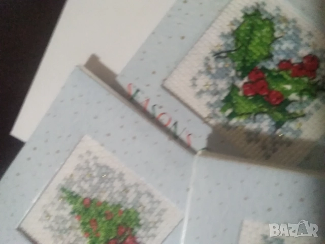 Коледни картички- 3 бр с плик, снимка 3 - Гоблени - 52528066