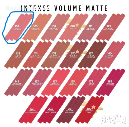 Червило L'Oreal Color Riche Intense Volume Matte Lipstick, снимка 5 - Декоративна козметика - 48294058