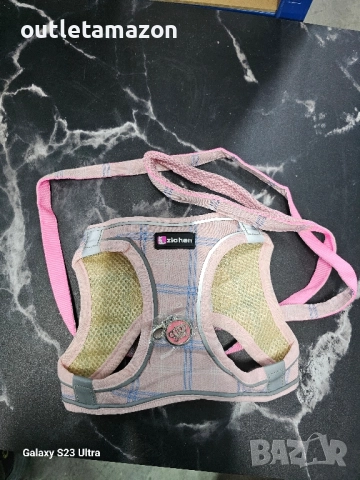 Комплект нагръдник с каишка Zichen, розов, за кучета и котки, със светлоотразителна лента