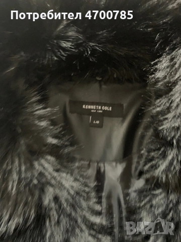 Дълго кожено палто с яка с косъм, снимка 2 - Палта, манта - 52998644