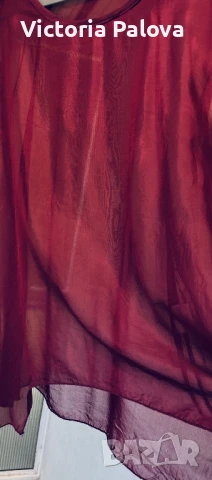 Копринена блуза цвят бордо Италия, снимка 4 - Корсети, бюстиета, топове - 50985300