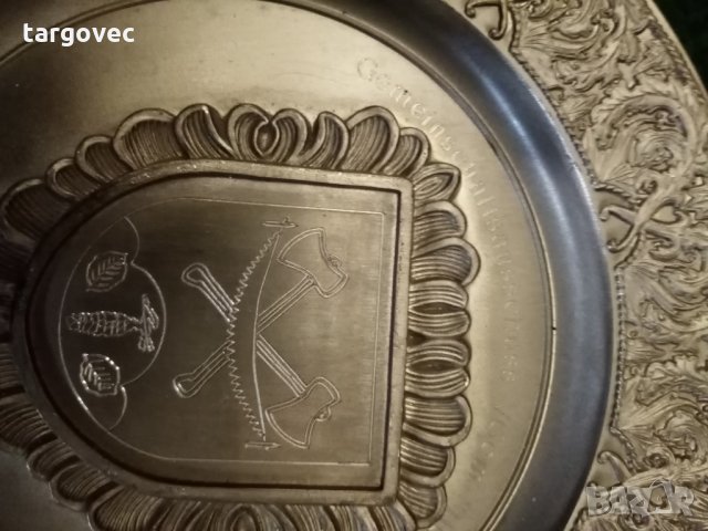 Немска калаена чиния наградна, снимка 1 - Антикварни и старинни предмети - 31182783