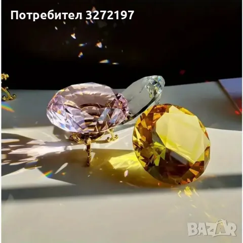 Бохемска Кристална Украса С Форма На Диамант, Със Стойка,различни цветове, снимка 13 - Декорация за дома - 48252366