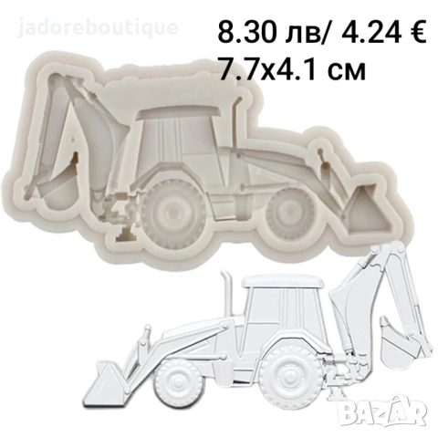Силиконов молд Строителни машини и знаци Багер Кран Булдозер Самосвал Пътни Табели, снимка 5 - Форми - 45216771