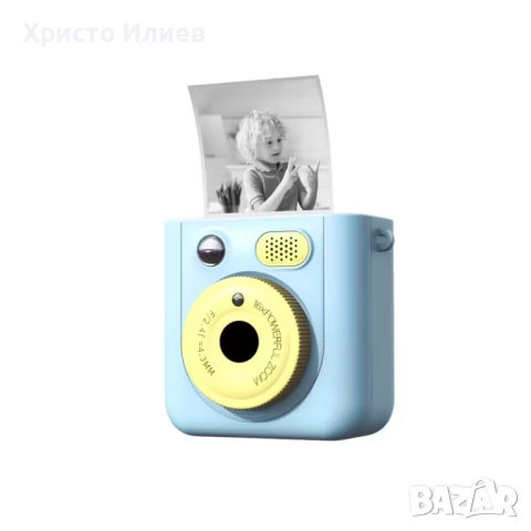 Детска камера с функция за печат Детски фотоапарат с дисплей за моментни снимки Син, снимка 2 - Други - 52054333