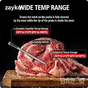 BFOUR Безжичен термометър за месо с 2 сонди за месо, Интелигентен безжичен Bluetooth, снимка 3 - Друга електроника - 44560771