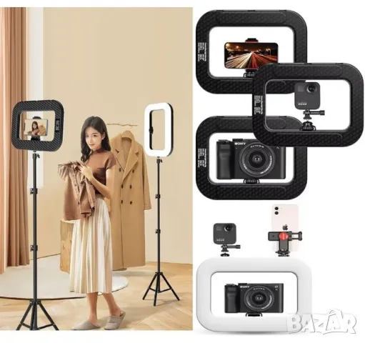 Лампа за заснемане на видео, смартфон, LED, селфи ринг, осветление, стойка, телефон, фото, светлина, снимка 7 - Светкавици, студийно осветление - 49454332