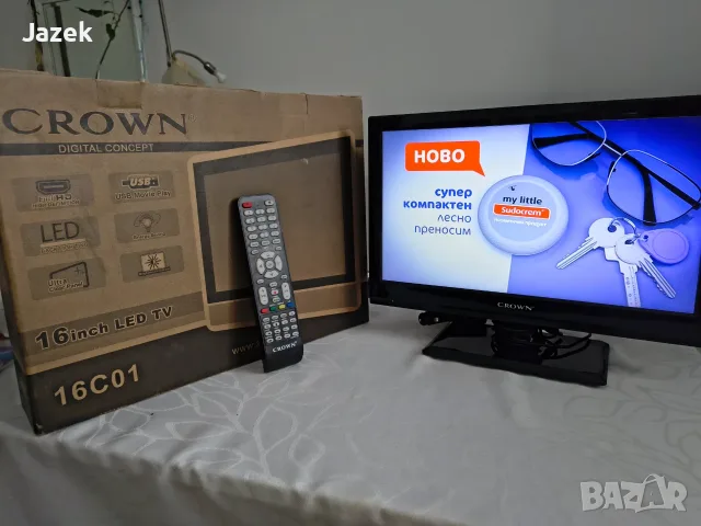 Телевизор Crown 16inch Led TV 12V, снимка 3 - Телевизори - 55715671