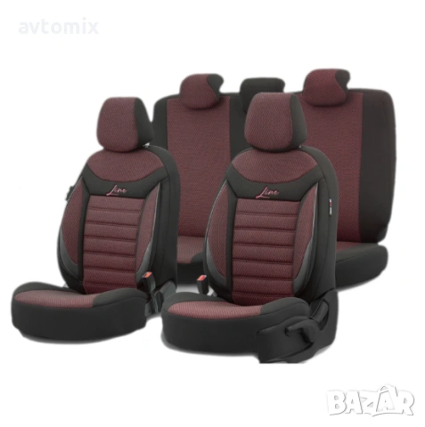 Луксозна тапицерия OTOM текстил с еко кожа LINE Design – Черна с червен шев