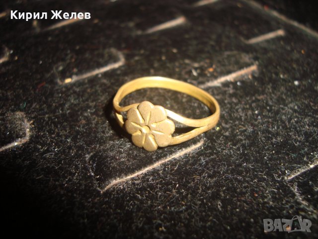 СТАРИНЕН ФЛОРАЛЕН ПОЗЛАТЕН СРЕБЪРЕН МАЙСТОРСКИ РЪЧНО РАБОТЕН ПРЪСТЕН УНИКАТ 7253, снимка 3 - Антикварни и старинни предмети - 33737058