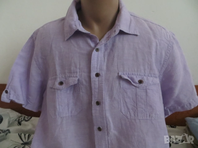 Мъжки ризи с къс ръкав от лен, снимка 14 - Ризи - 41314075