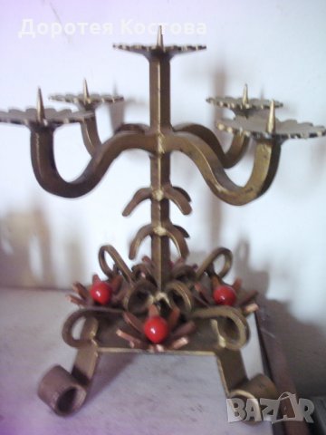 Стар голям свещник от ковано желязо за 5 свещи, снимка 4 - Антикварни и старинни предмети - 31669971
