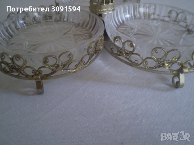 метал с кристал фруктиера за ядки локум, снимка 5 - Антикварни и старинни предмети - 37190899