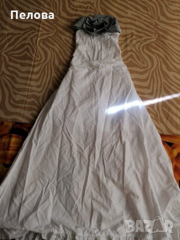 Дълга бяла рокля с панделка , снимка 2 - Рокли - 30145968