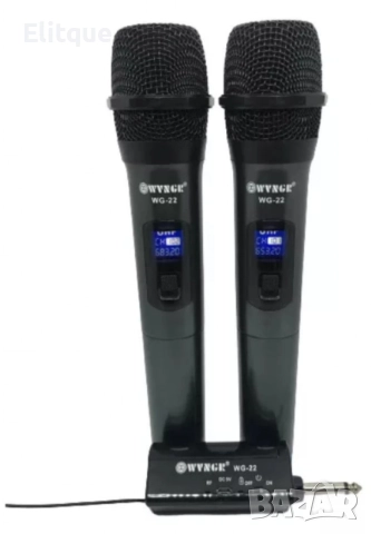 Комплект 2 бр. универсални динамични безжични микрофони WG-22,предавател-приемник, снимка 4 - Друга електроника - 52840339