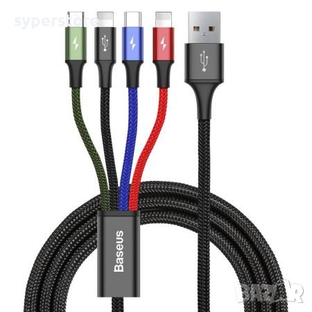 Кабел USB към 2 x Lightning, Micro USB и Type C USB 4 в 1 Baseus CA1T4-A01 1.2m Cable USB 4 in 1