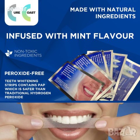 Ленти за избелване на зъби -28 броя, безопасни за емайла + аромат на мента, снимка 4 - Други - 44200254