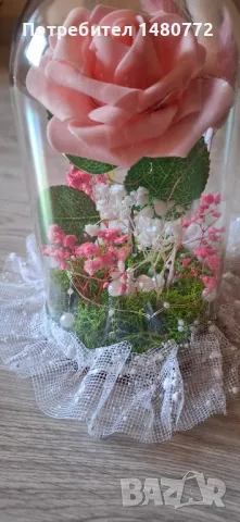 Светещи куполи с изкуствена роза, декорация и скандинавски мъх , снимка 8 - Друга електроника - 49022265