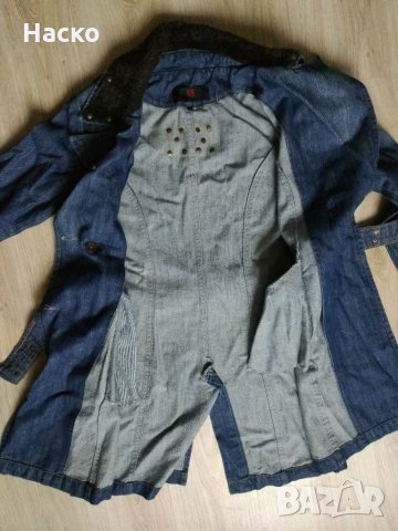 EX Coanni , дънково манто с колан, дънково яке, снимка 7 - Якета - 31177189