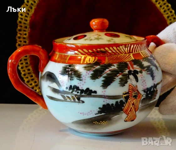 Захарница японски порцелан Kutani,злато. , снимка 6 - Антикварни и старинни предмети - 51230466