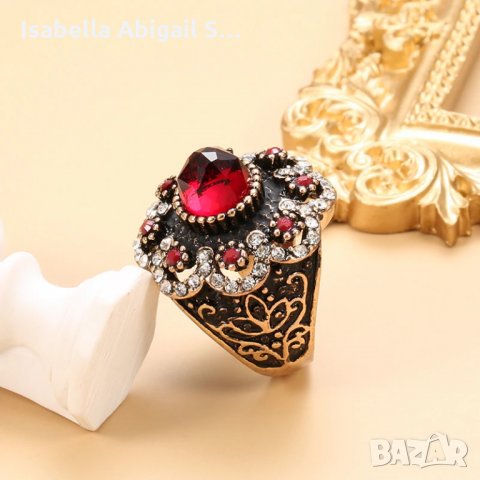 Комплект обици и пръстен антично злато, снимка 2 - Бижутерийни комплекти - 31857666