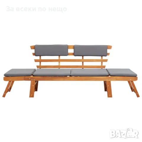 2-в-1 Градинска кушетка с възглавница, 190 см, акация масив Код P191, снимка 8 - Градински мебели, декорация  - 49457792