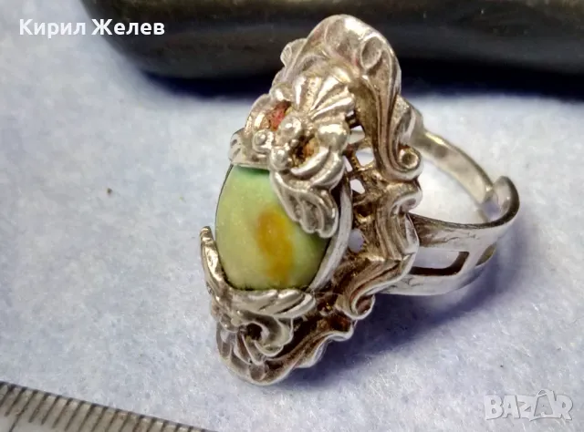 BERRAK 925 Регулируем АР НУВО СТИЛ СКЪПОЦЕНЕН СРЕБЪРЕН ПРЪСТЕН СРЕБРО 925 с ШЛИФОВАН УНАКИТ 49728