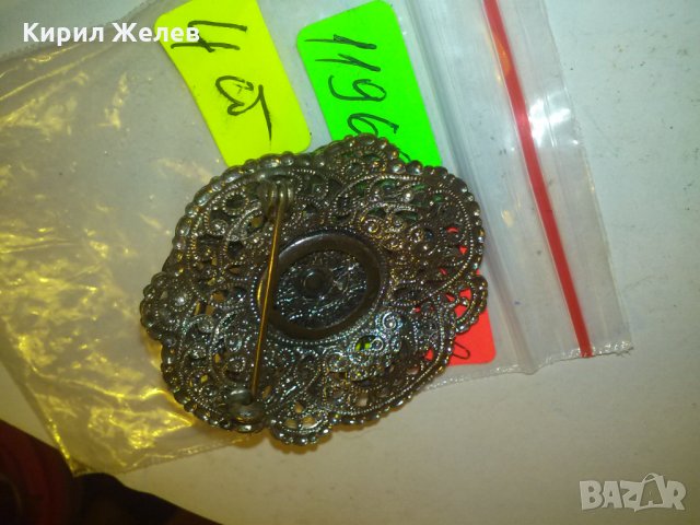 ПОСРЕБРЕНА СТАРИННА АРТ ДЕКО БРОШКА с ЛАЗУРИТ ФИЛИГРАННА 11969, снимка 5 - Антикварни и старинни предмети - 29844046