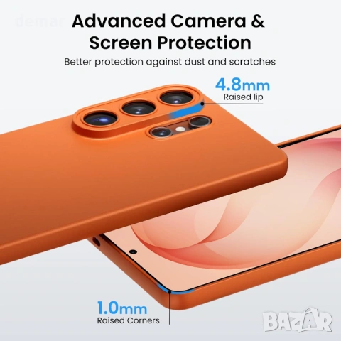 ORNARTO Ултратънък магнитен калъф за Samsung Galaxy S26 Ultra, съвместим с Magsafe, оранжев, снимка 5 - Калъфи, кейсове - 54026910