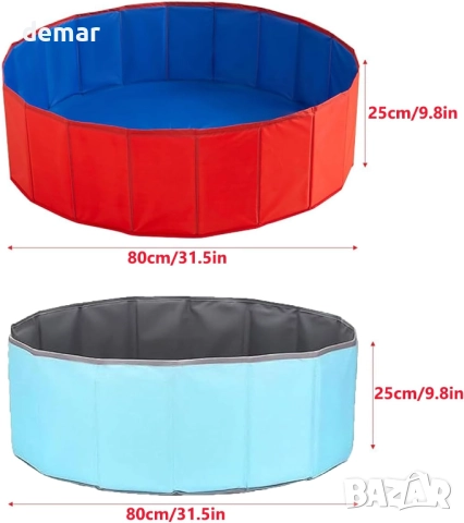 Бебешки басейн за топки, сгъваем, преносим детски басейн, червен 80 см, снимка 4 - Образователни игри - 52065996